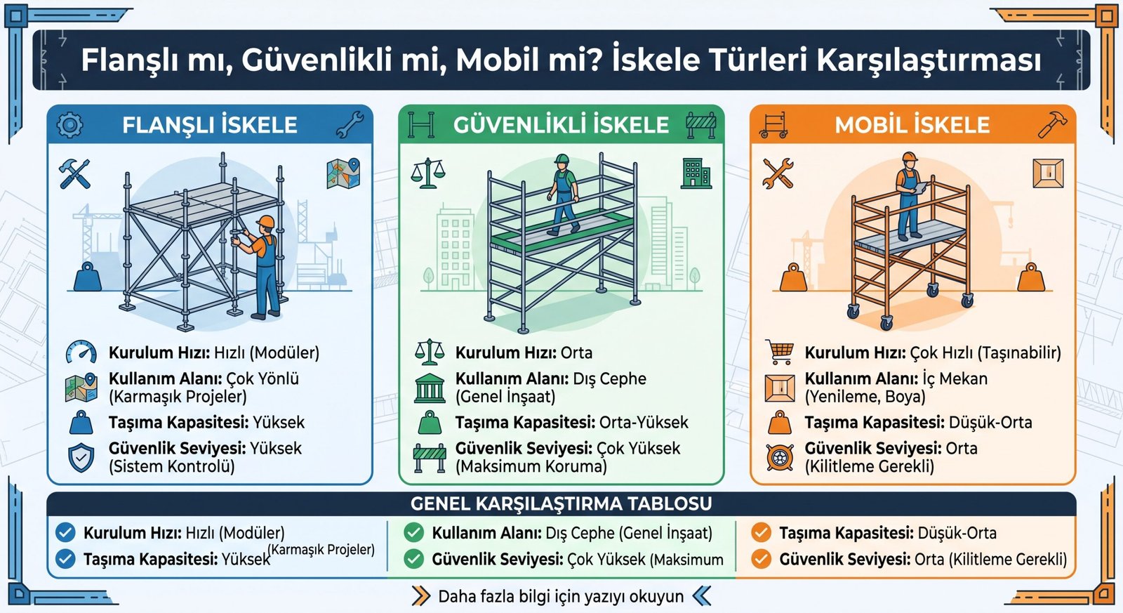 Flanşlı mı, Güvenlikli mi, Mobil mi? İskele Türleri Karşılaştırması