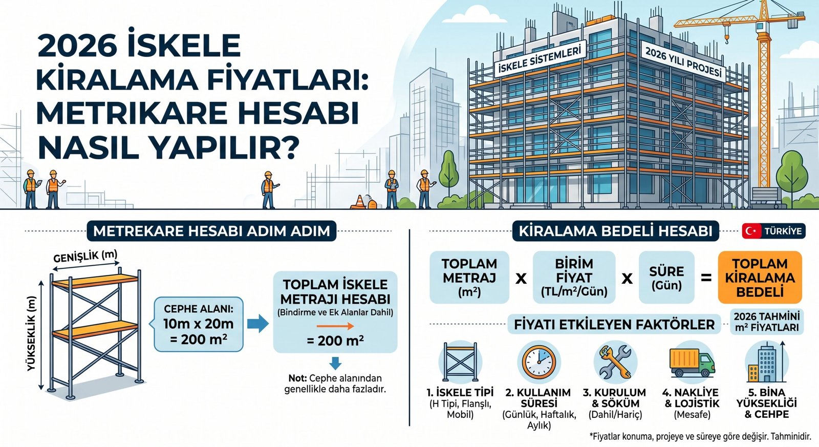 2026 İskele Kiralama Fiyatları | m² Hesabı Nasıl Yapılır?